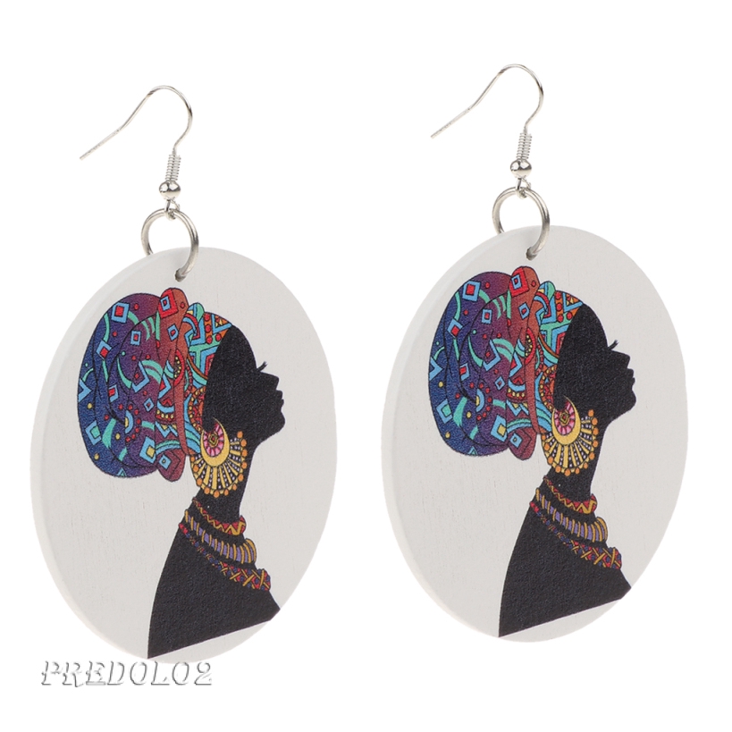 Classic African Lady Wooden Big Dangle Drop Earrings Tribal Party Jewellery