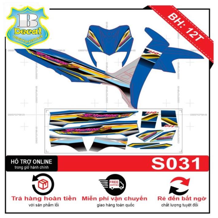 ( Quí khách vui lòng mang ra tiệm cho thợ dán ) Tem sirius xanh bạc S031 [Bi Decal]