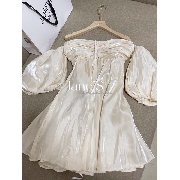 Jane Váy  trễ vai tay phồng cổ tích tơ sương mềm mại lãng mạn ẢNH THẬT CUỐI