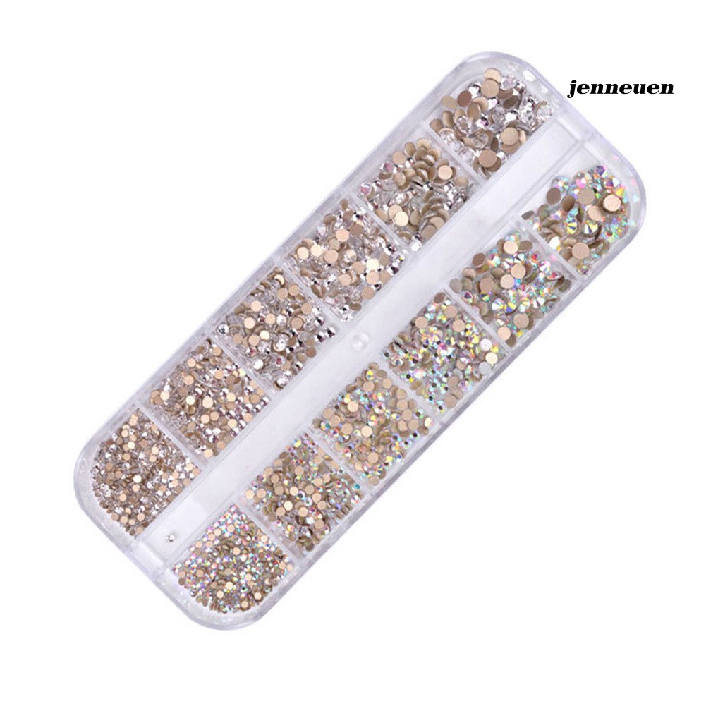 [Hàng mới về] Hộp 12 ngăn 1440 hạt phụ kiện đá đính móng trang trí nghệ thuật