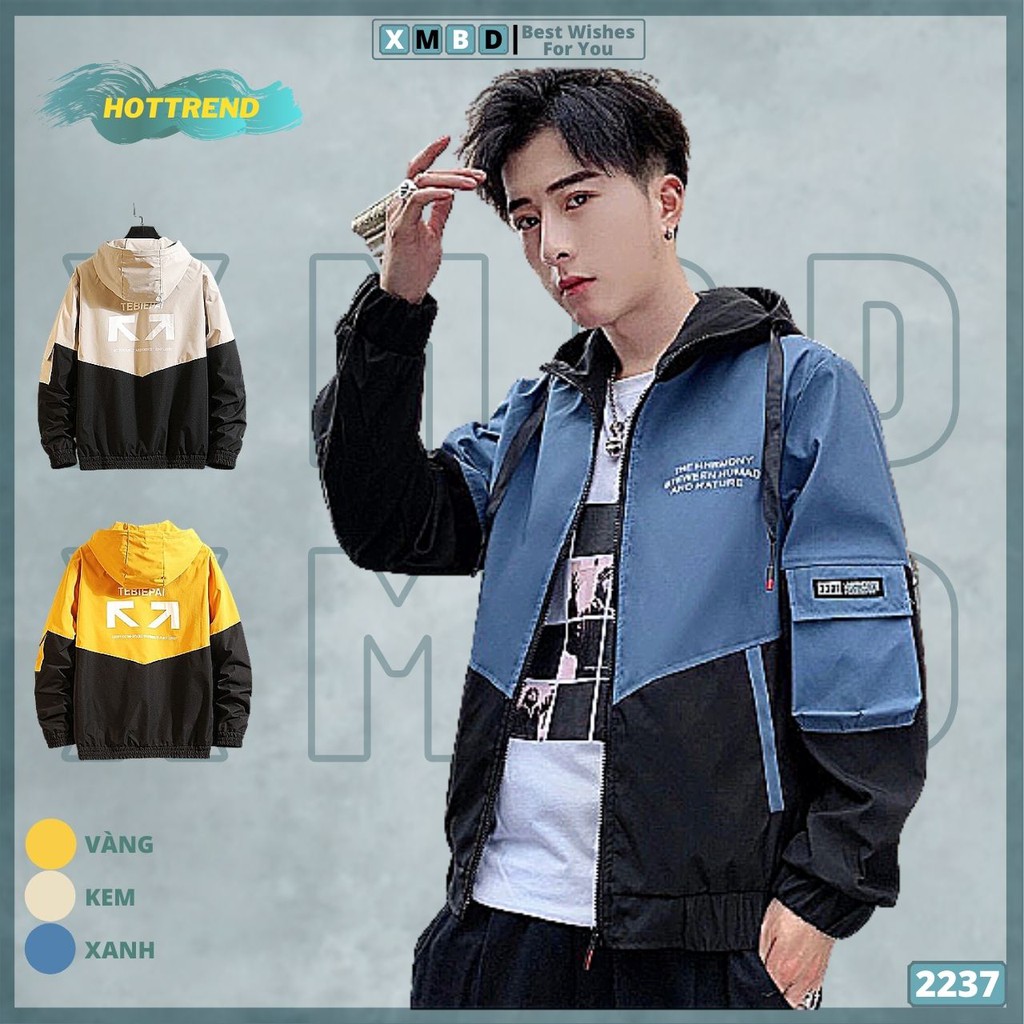 Áo Khoác Dù Nam Hàng QC Cao Cấp Áo Khoác Jackets Nam Gió 2 Lớp Hàng VNXK in SAU WHITE X - AK2237