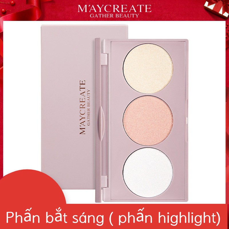 Phấn bắt sáng 3 màu/ phấn highlight/ Highlight powder/ Highlighter Maycreate