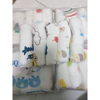 sét 5khăn mặt 6lớp kèm túi zip