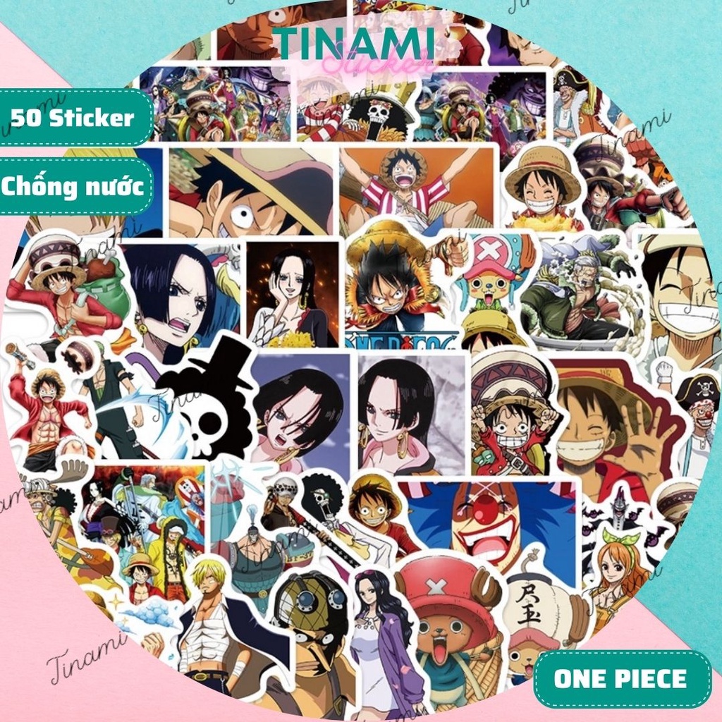 50 Sticker anime manga One Piece Luffy hình dán chống nước trang trí decor quà tặng Tinami OP002
