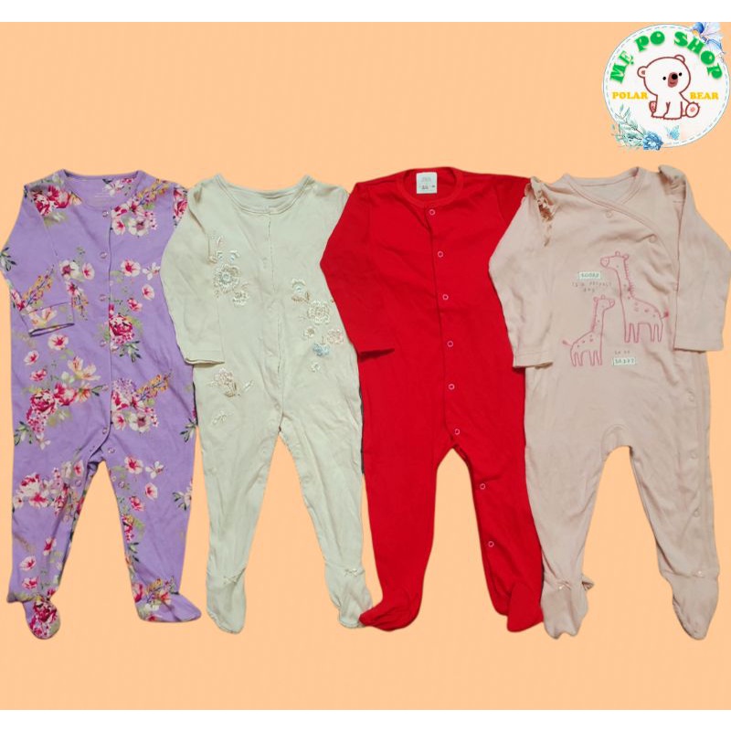 ( NGẪU NHIÊN ) Body Sleepsuit Dài Tay Liền / Không Tất Vớ Cho Bé Trai Bé Gái 0-24m, Hàng xuất xịn - PoSam Kids