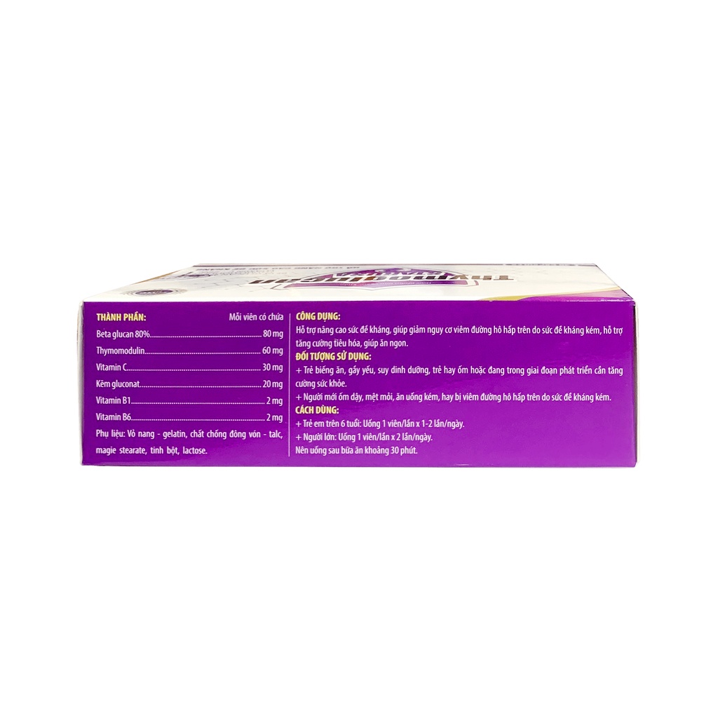 Viên Uống Nâng Cao Sức Đề Kháng Giúp Tiêu Hóa Tốt Ăn Ngon Dùng Cho Trẻ Trên 6 tuổi THYMOGLUCAN - Hộp 30 viên