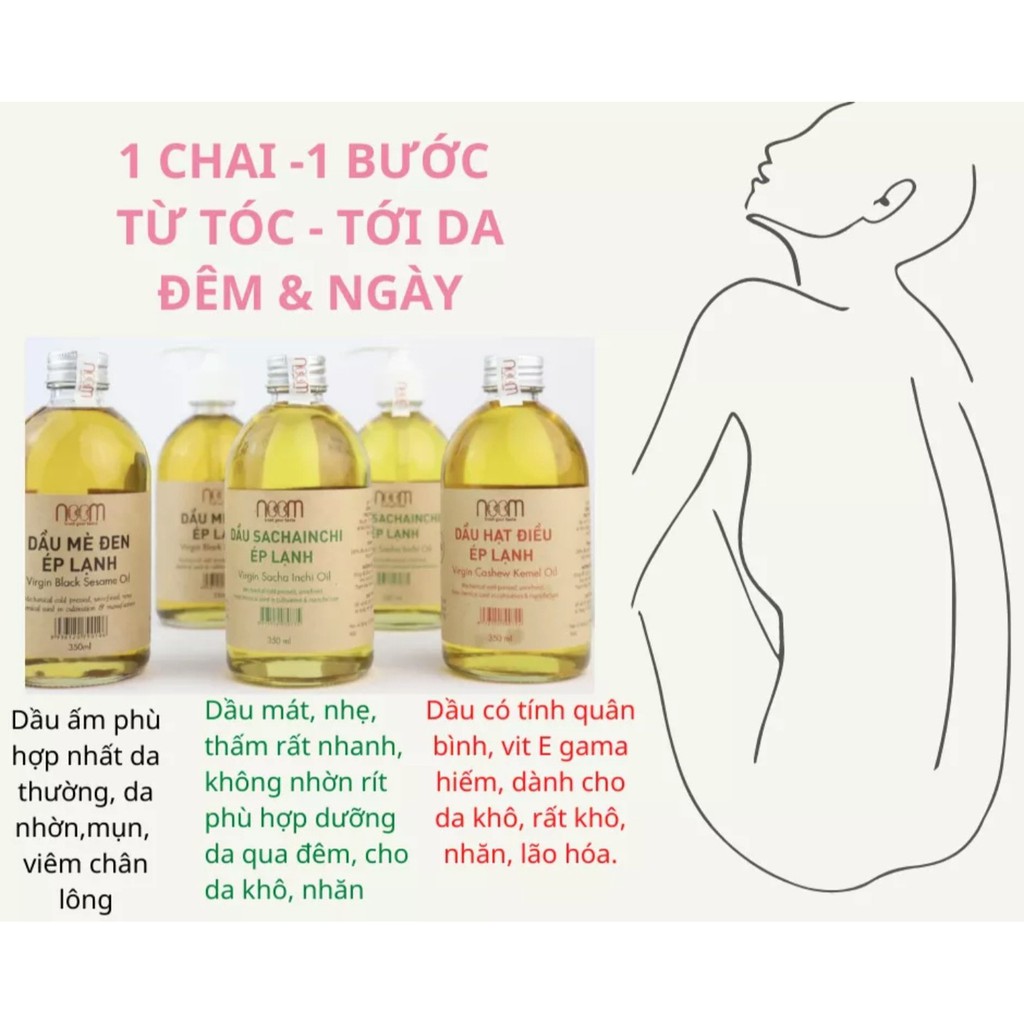 DẦU MÈ ĐEN ÉP LẠNH 350ml &amp; 100ml - Noom (tặng vòi nhấn cho chai 350ml)