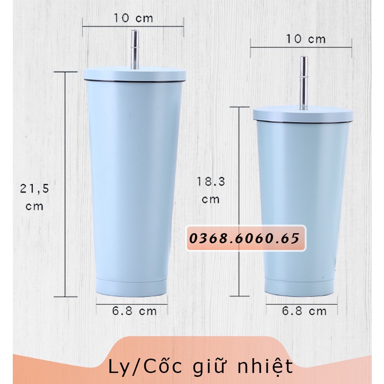 Ly giữ nhiệt - Inox 304 - Tặng kèm ống hút - Giữ nhiệt 6 tiếng - 750ml & 500ml - Bình giữ nhiệt - Cốc giữ nhiệt