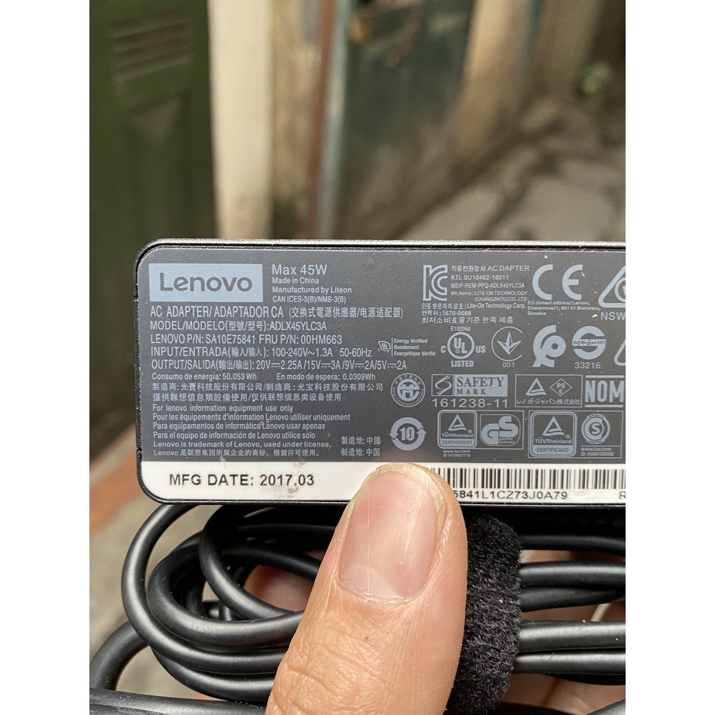 Sạc laptop Lenovo 45w type-C zin bóc máy bảo hành 12 tháng