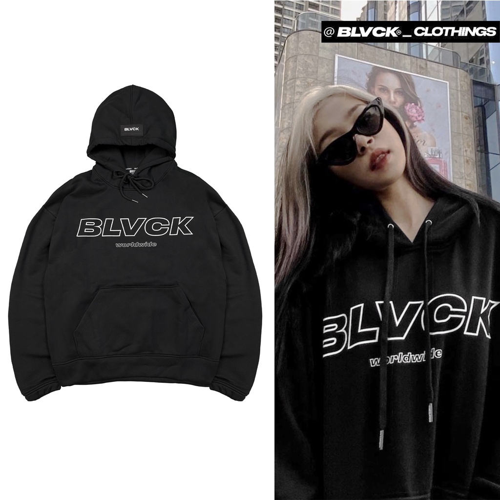 Áo khoác hoodie basic BLVCK Black (Phiên bản mùa đông: nỉ bông dày)