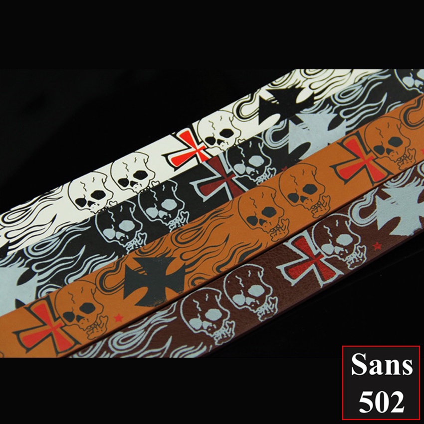 Thắt lưng nam hiphop đầu lâu Sans502 dây nịt hoạ tiết thời trang đẹp phong cách hip hop cá tính trẻ trung unisex bản to