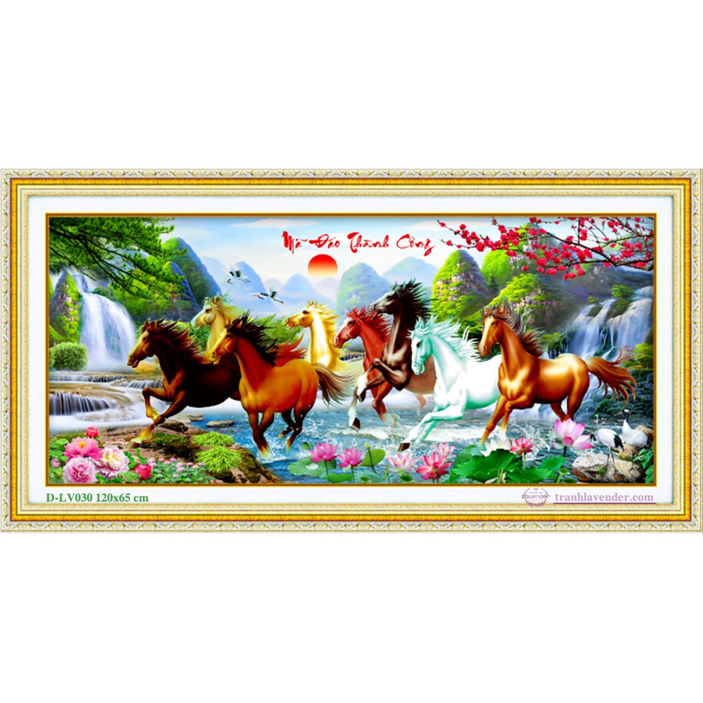 Tranh Đính Đá MÃ ĐÁO THÀNH CÔNG (ĐÁ ABC CAO CẤP). Kích Thước: 1m1 x 53cm - 1m6 x 70cm - 2m x 85cm | BigBuy360 - bigbuy360.vn