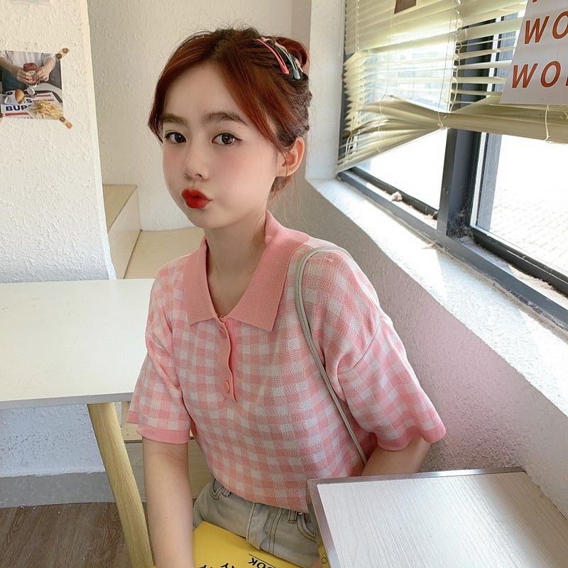 Áo Dệt Kim Ngắn Tay Dáng Ôm Xinh Xắn Thời Trang Hàn Quốc Cho Nữ