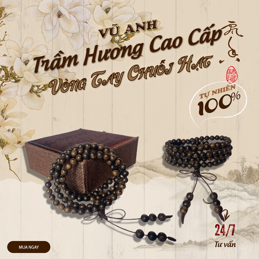 Vòng tay Trầm Hương Chuỗi Tràng Hạt-Trầm TỐC
