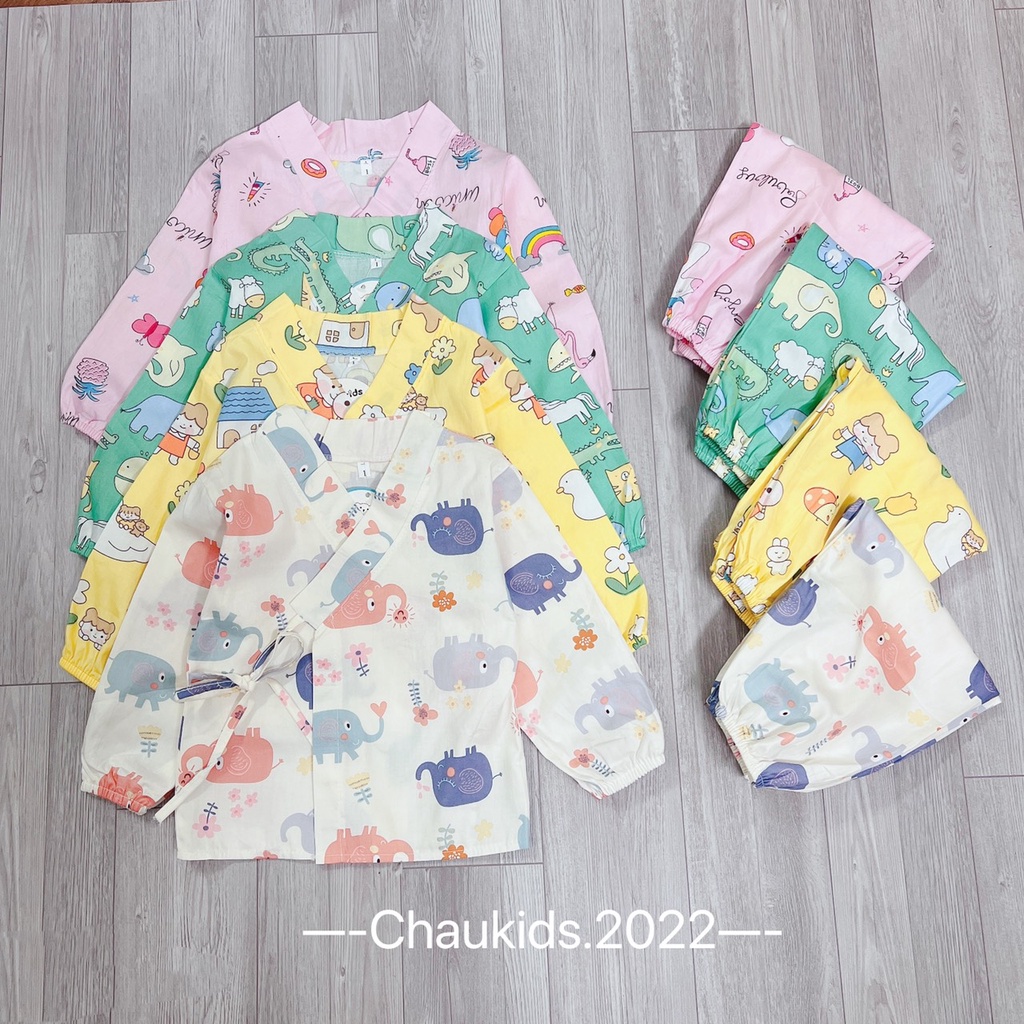 [SALE] Bộ Yukata Cho Bé Trai, Bé Gái Vải Thô Mềm Hoạ Tiết Khủng Long, Đồ Bộ Cho Bé Mặc Nhà CKTD01