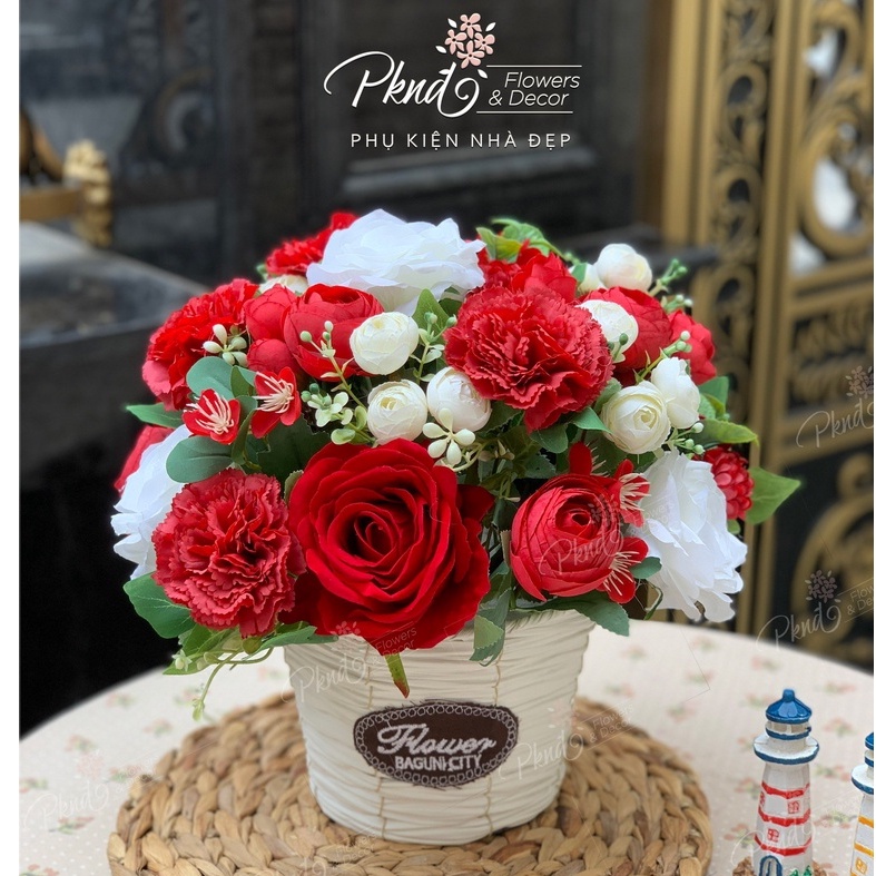 [Mã BMBAU50 giảm 7% đơn 99K] Giỏ Hoa Lụa Vintage To Đẹp Rực Rỡ Sắc Màu PKND FLOWERS &amp; DECOR