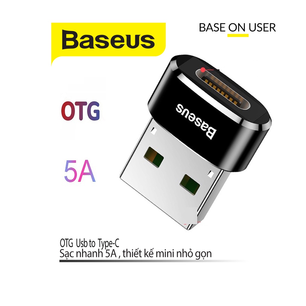 Đầu chuyển đổi OTG Baseus Usb sang Type-C hỗ trợ sạc nhanh truyền dữ liệu thiết kế nhỏ gọn