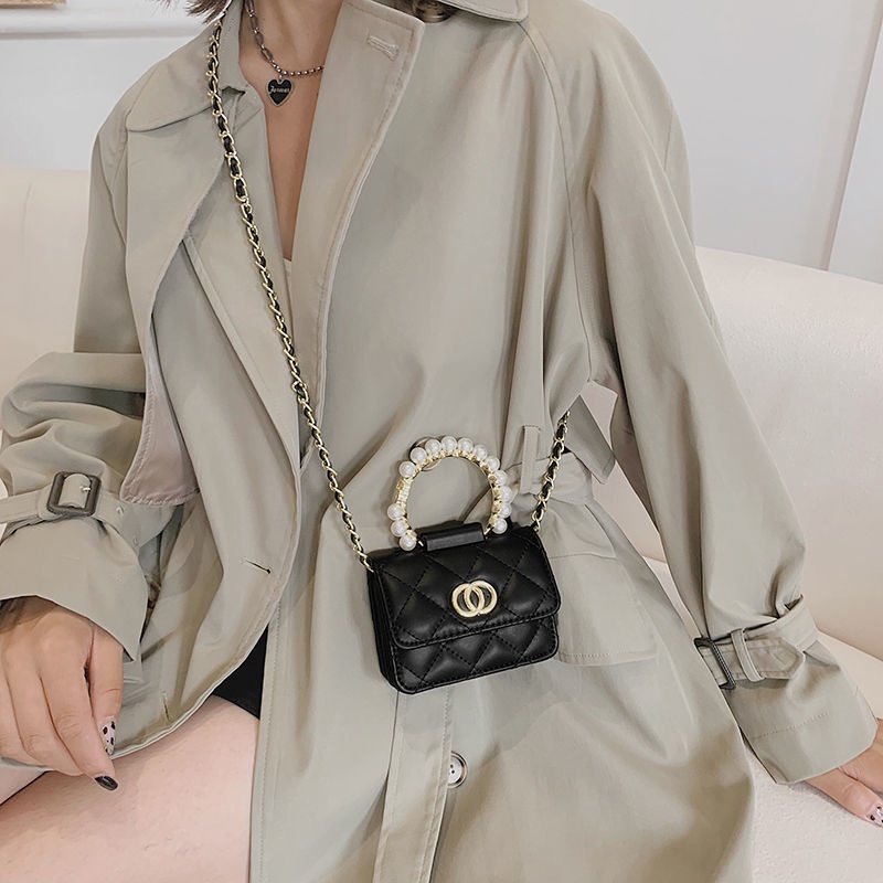 Túi Đeo Chéo Mini Đựng Điện Thoại Đính Ngọc Trai Sang Trọng