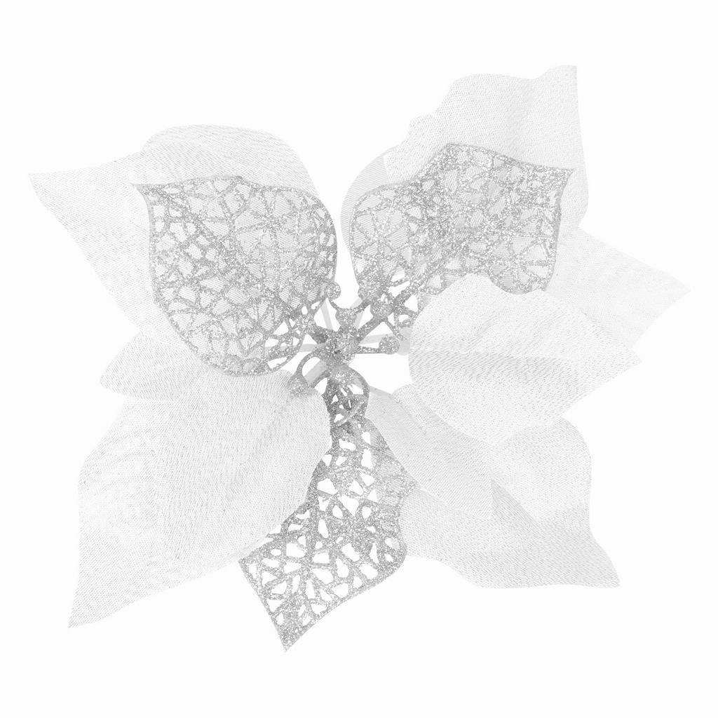 （Hoa giả khổ lớn 22 cm）Bộ 5 Bông Hoa Nhân Tạo Trang Trí Giáng Sinh