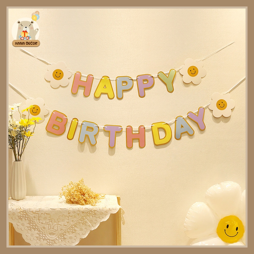 Dây Happy birthday trang trí sinh nhật phong cách Hàn Quốc