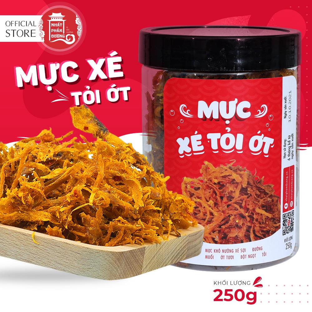 Khô mực xé tỏi ớt tẩm gia vị siêu cay 250g Nhất Phẩm Đường