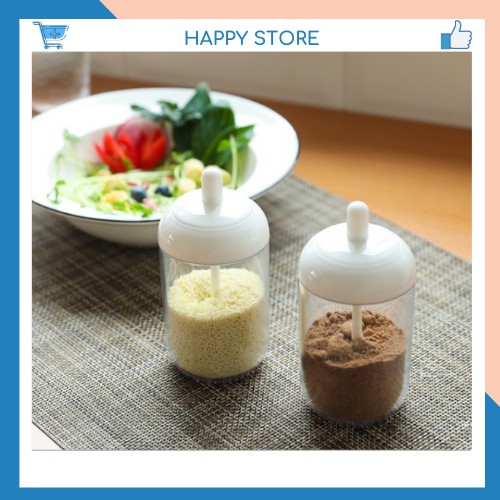 Lọ gia vị, hũ đựng gia vị có kèm thìa tiện lợi, phong cách Nhật nhỏ gọn cho nhà bếp ngăn nắp