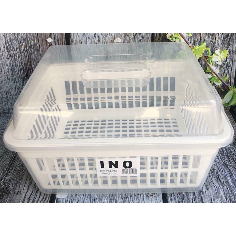 Rổ Úp Bát Đĩa Có Nắp Inomata hàng Nhật
