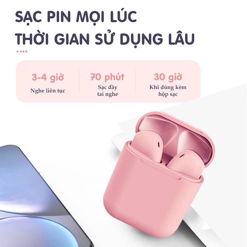 Tai nghe Bluetooth không dây Cát Thái inPods i12 phiên bản mới 2 tai nghe cao cấp nhỏ gọn sang trọng âm thanh chất lượng