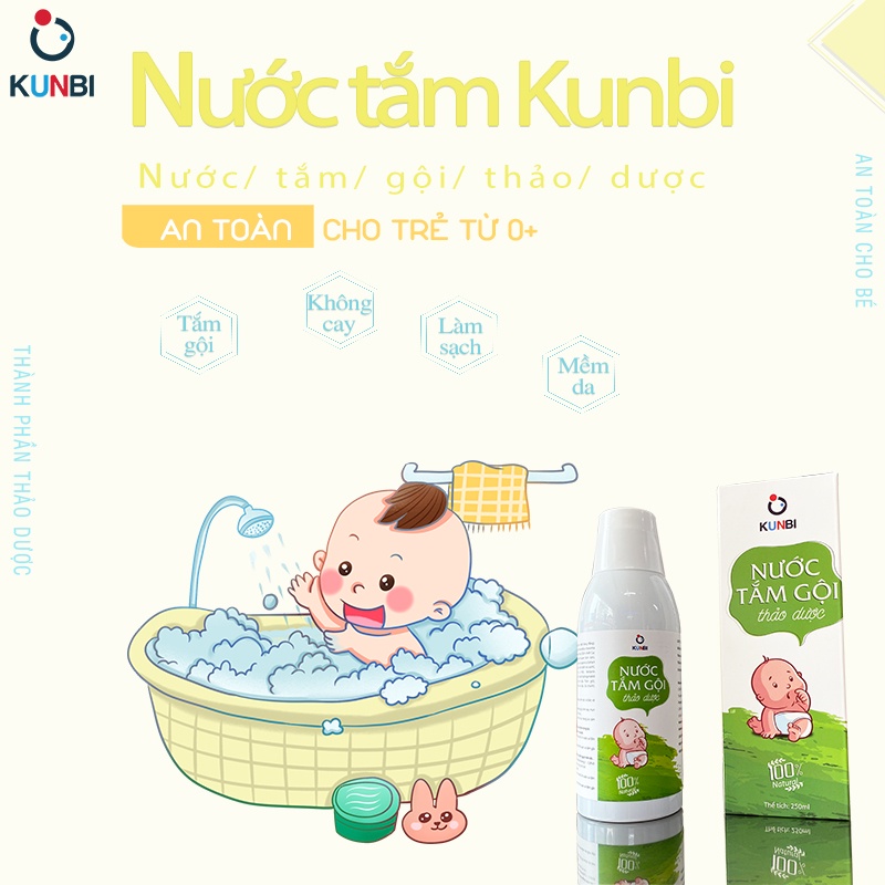 Nước tắm thảo dược cho bé sơ sinh Kunbi 250ml