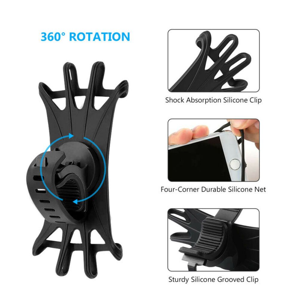 Giá đỡ điện thoại gắn tay lái xe đạp xoay 360 độ chống trượt tùy chỉnh tiện lợi