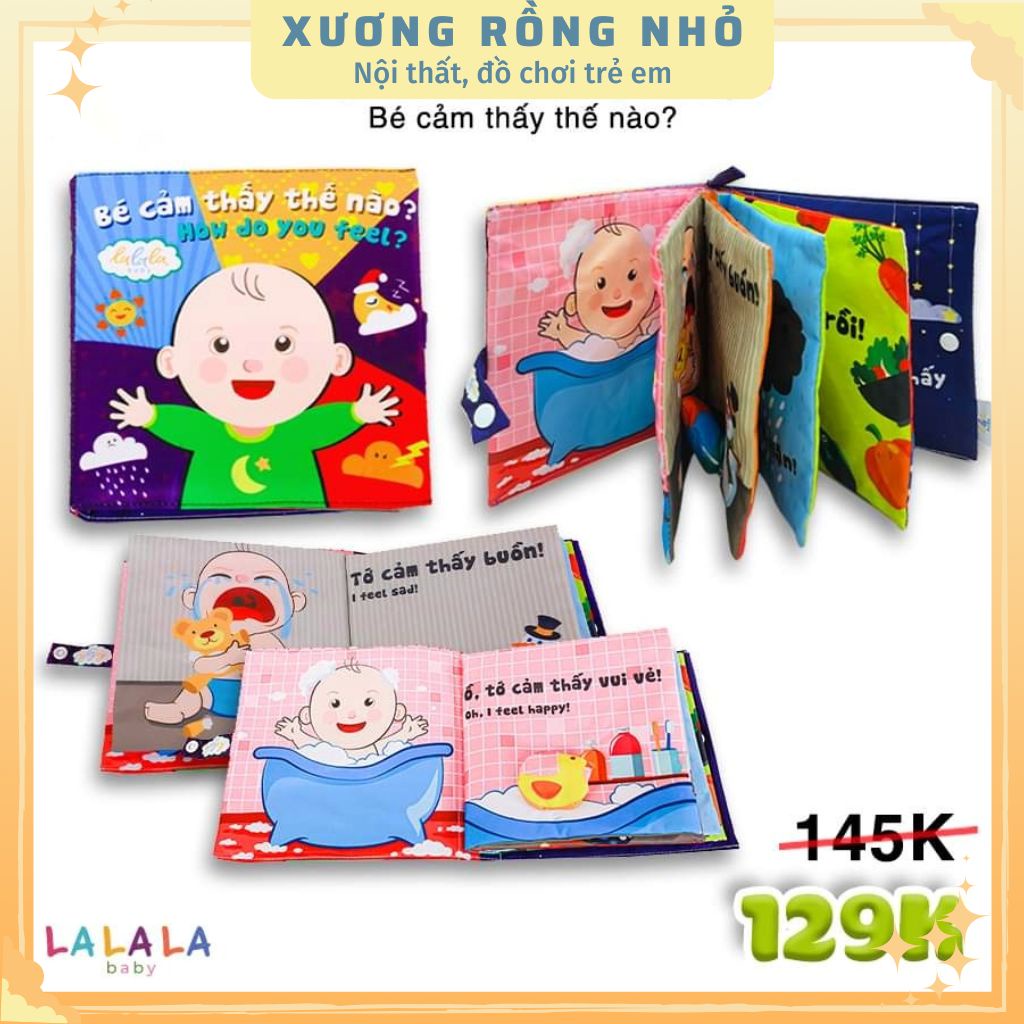 Trọn bộ 6 cuốn sách vải cho bé sơ sinh 0 - 4 tuổi Lalala Baby - sách vải an toàn cho bé tương tác - Xương Rồng Nhỏ