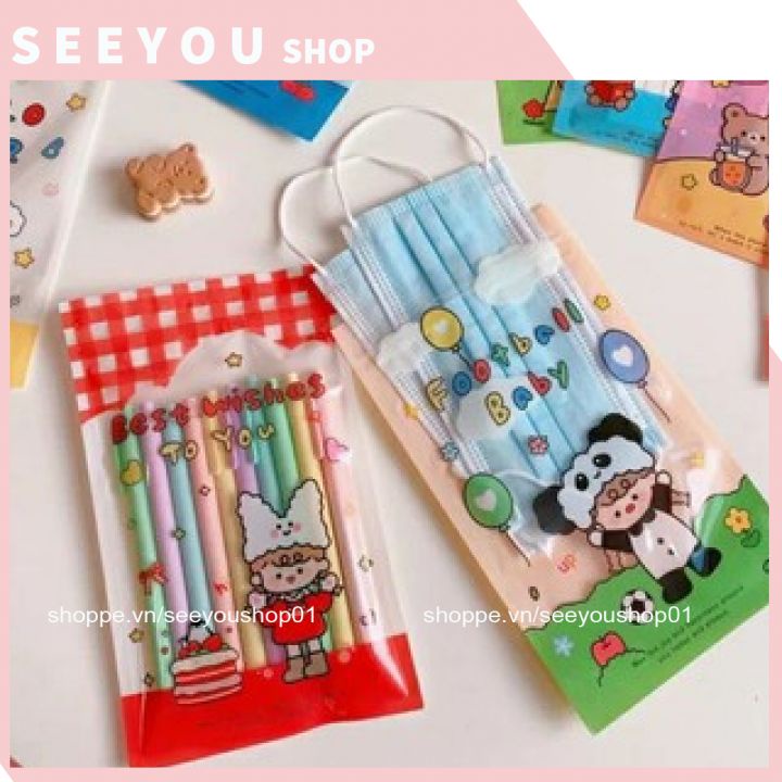 Túi zip đựng khẩu trang 22×13cm bỏ túi cute chống thấm nước họa tiết hoạt hình có thể rửa sạch dùng khi đi ra ngoài