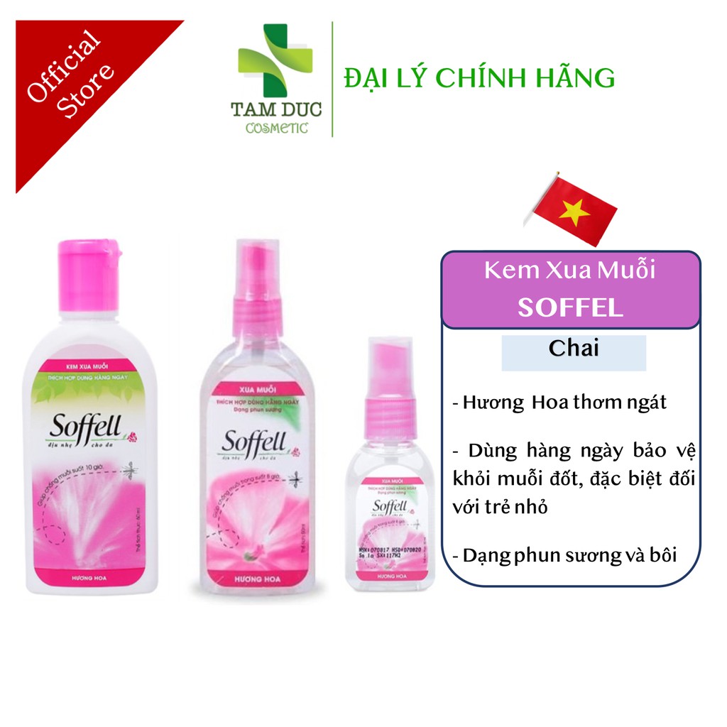 Kem Bôi / Xịt chống muỗi / Xua Muỗi SOFFELL Hương hoa, cam [sofell, soffel, sofel]