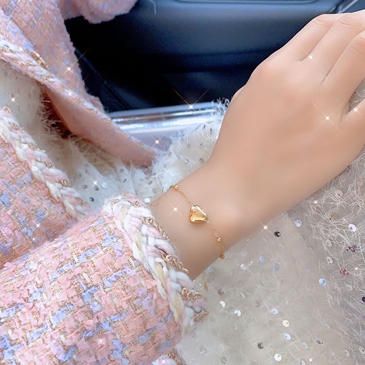 Dây Chuyền Thép Titan Mạ Vàng Hồng 18K Mặt Hình Trái Tim Thời Trang Hàn Quốc