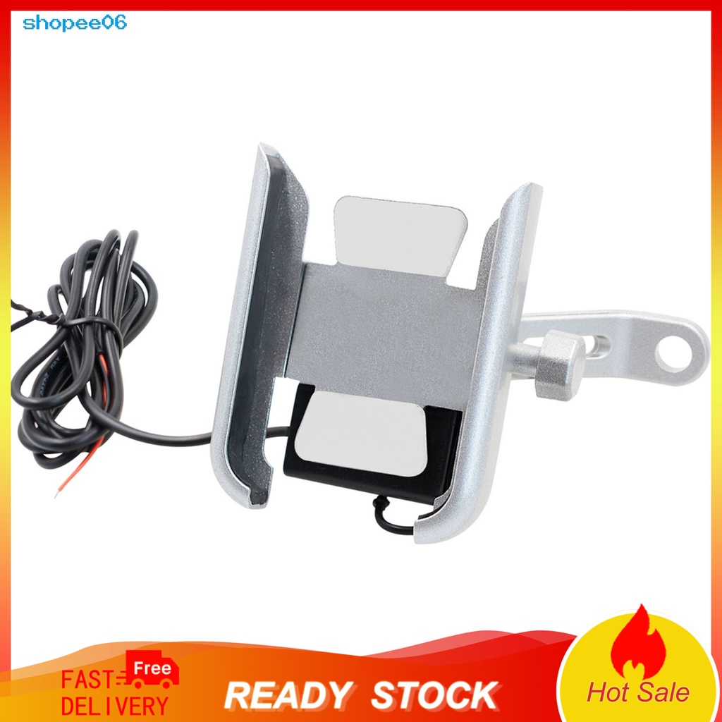 Giá đỡ điện thoại xoay 360 độ kèm sạc USB tiện dụng cho xe máy/ xe đạp