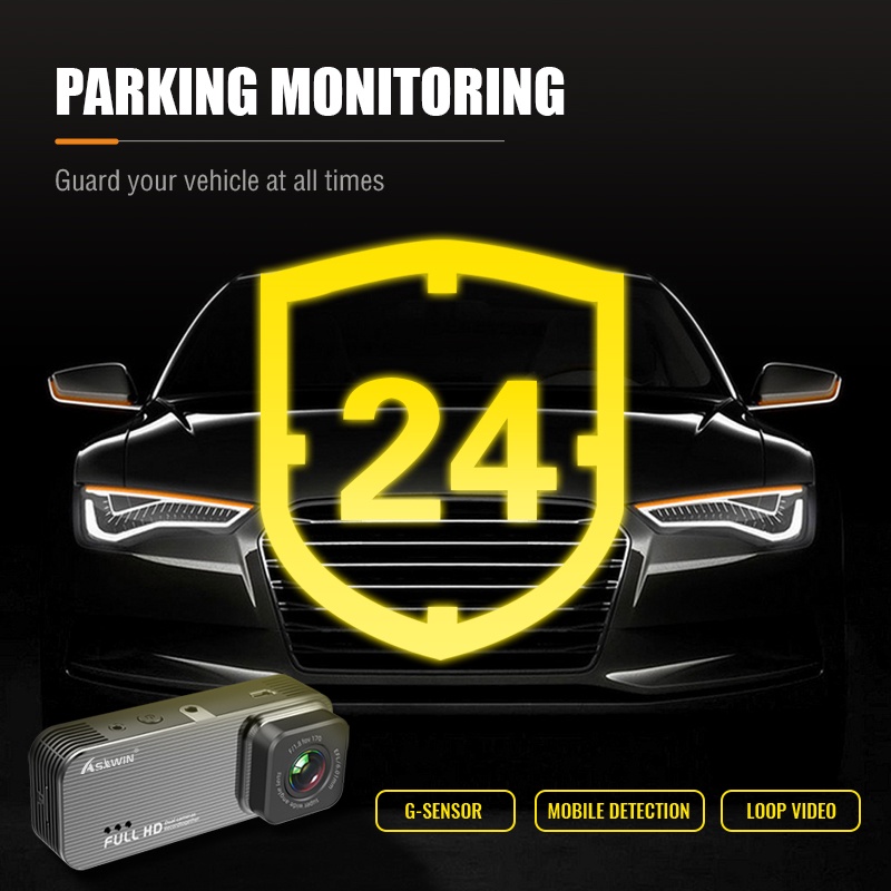 Camera Hành Trình Asawin 2k Ống Kính Kép Trước Và Sau 3.16 inch IPS Gương Chiếu Hậu Góc Rộng Bằng Kim Loại Bảo Vệ Ban Đêm Góc Rộng Cho Xe Hơi
