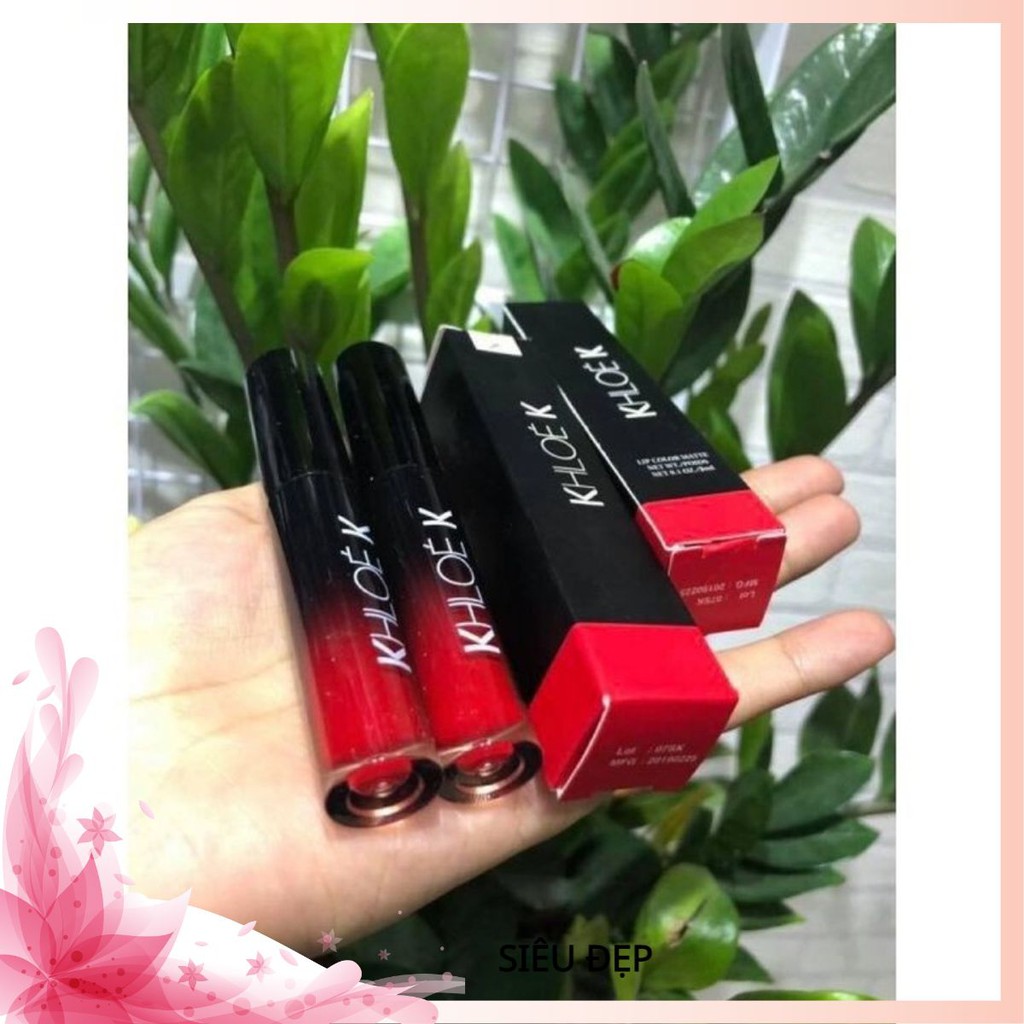 Combo 2 Son Dưỡng dạng kem Cao Cấp Khloe K Màu Đỏ Cam HihaShop01 | Thế Giới Skin Care