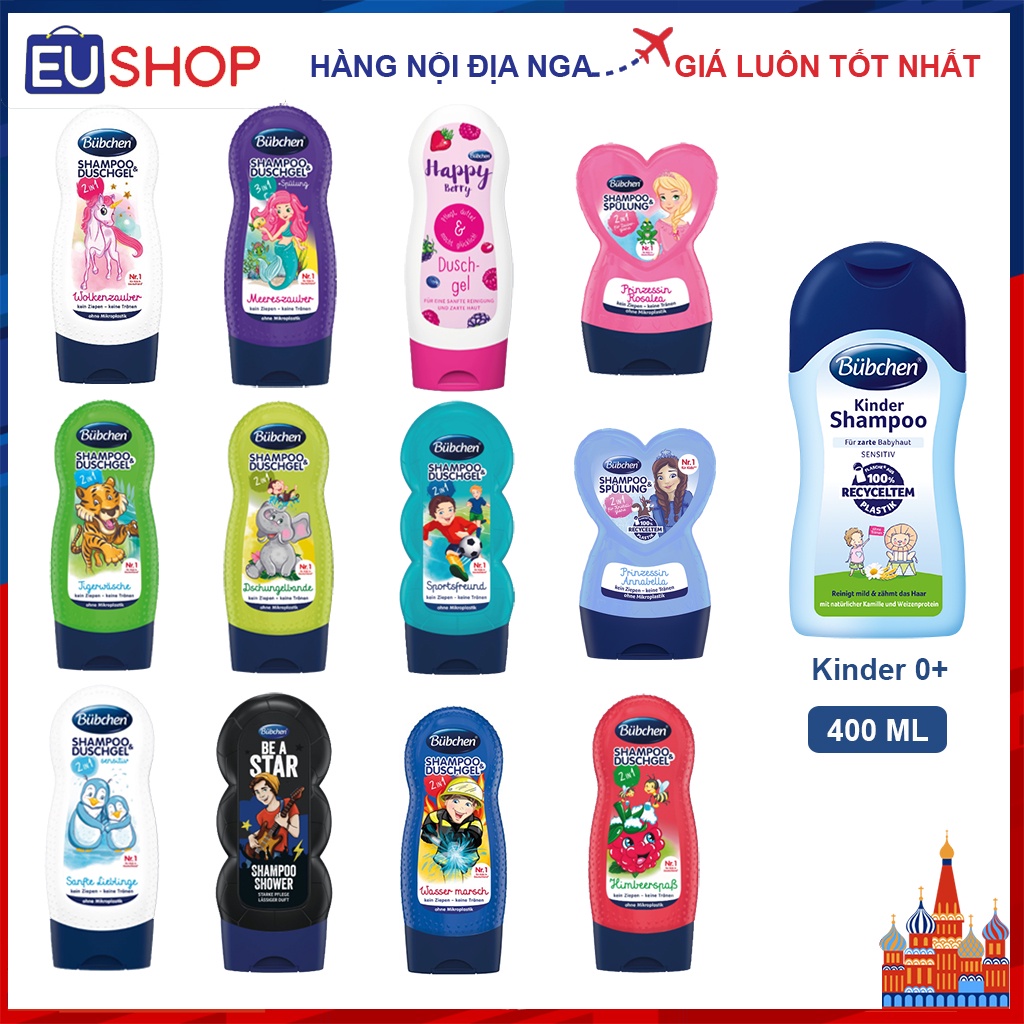 Sữa tắm gội cho bé Bubchen Nestle Đức 2in1 Lọ 230 &amp; 400ml