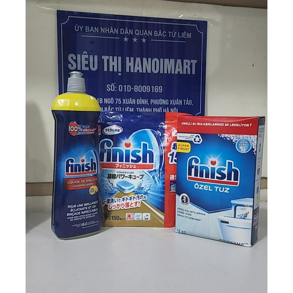 Combo 120 viên rửa bát finish all in one + muối finish 1.5kg + Nước làm bóng alio 1 lít dùng cho máy rửa bát