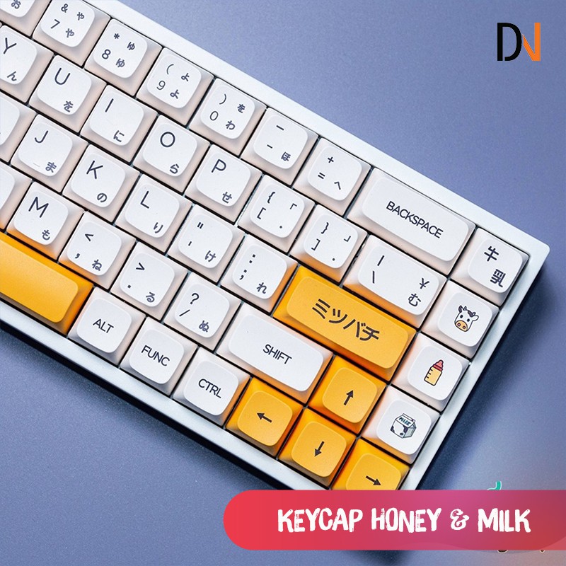 Keycaps Honey &amp; Milk Song Ngữ - Thick PBT - XDA profile - 137Key Tặng Kèm Keypuller : Cân Mọi Layout