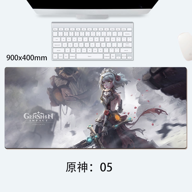 Tấm lót chuột bàn máy tính chơi game dày dặn họa tiết hoạt hình Genshin Impact cỡ lớn