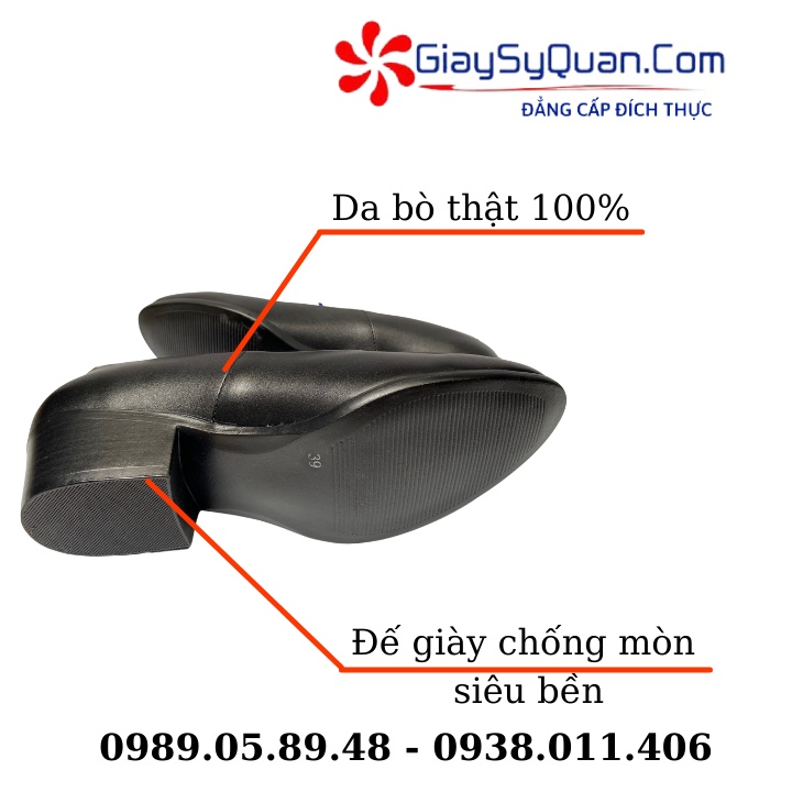 Giày công sở nữ làm từ chất liệu da cừu mềm mại, đế cao su cao 4cm bền nhẹ nhàng, bảo hành 12 tháng màu đen Mã 933A