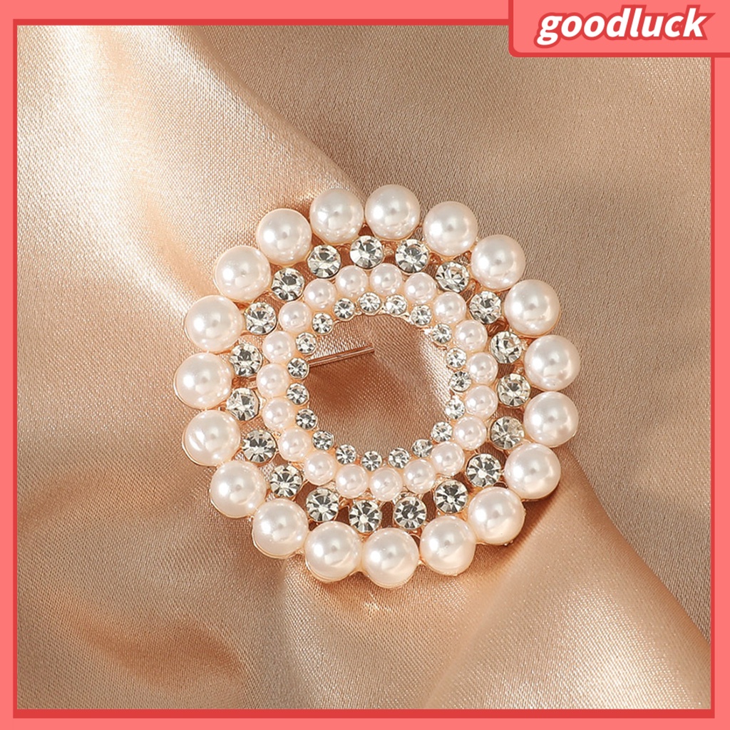 Ghim Cài Áo Hình Tròn Đính Đá Và Ngọc Trai Nhân Tạo Thời Trang Cho Nữ