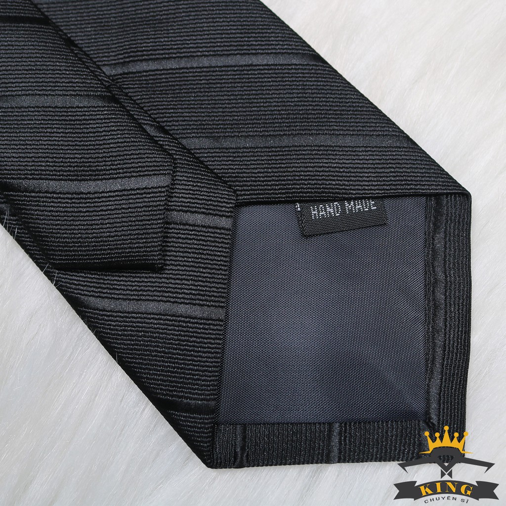 Cà vạt nam đen KING caravat Hàn Quốc tự thắt vải lụa silk mịn cao cấp cho công sở và chú rể sang trọng C054