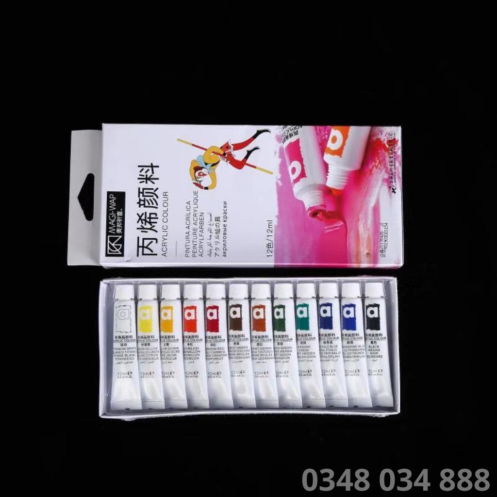 Bột vẽ cọ bản nail tôn ngộ không sét 12 màu