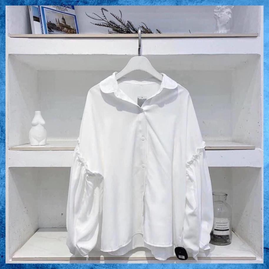 [Freeship] [Siêu Xinh] Áo Sơ Mi Trắng Nữ Dài Tay Forrm Rộng Phối Tay Bèo Chất Thô Lụa Mềm Giá Rẻ | BigBuy360 - bigbuy360.vn