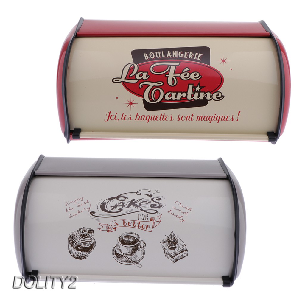 [Dolity2] Hộp Kim Loại Đựng Bánh Mì / Bánh Mì / Thức Ăn Nhà Bếp Màu Đỏ