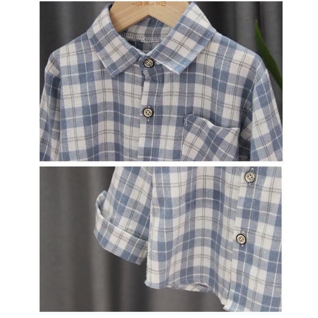 AT15 - Áo Sơ Mi Bé Trai Kẻ Caro cho bé từ 6kg - 25kg
