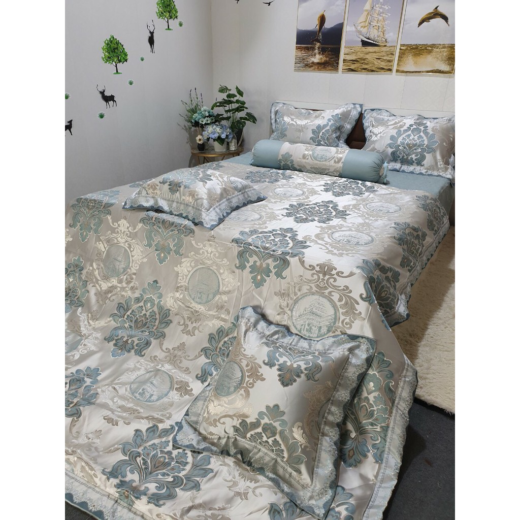 Bộ chăn ga gối gấm hoàng gia cao cấp 5 món