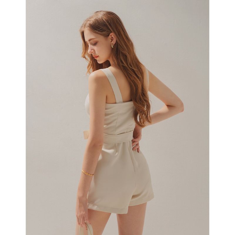 Jumpsuit Air Space màu be thắt eo
